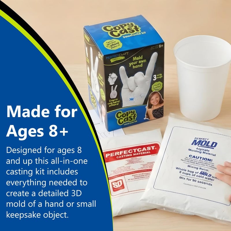 Perfect craft Hand Casting Kit, DIY Hand Mold Kit for Kids, Fun Craft Gift for Boys & Girls, Fast-Curing, Non-Toxic, Water-Based Material, USA Made, Ages 8+ - Image 5